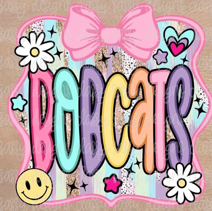 Bobcats Pastels with Flowers and a Bow