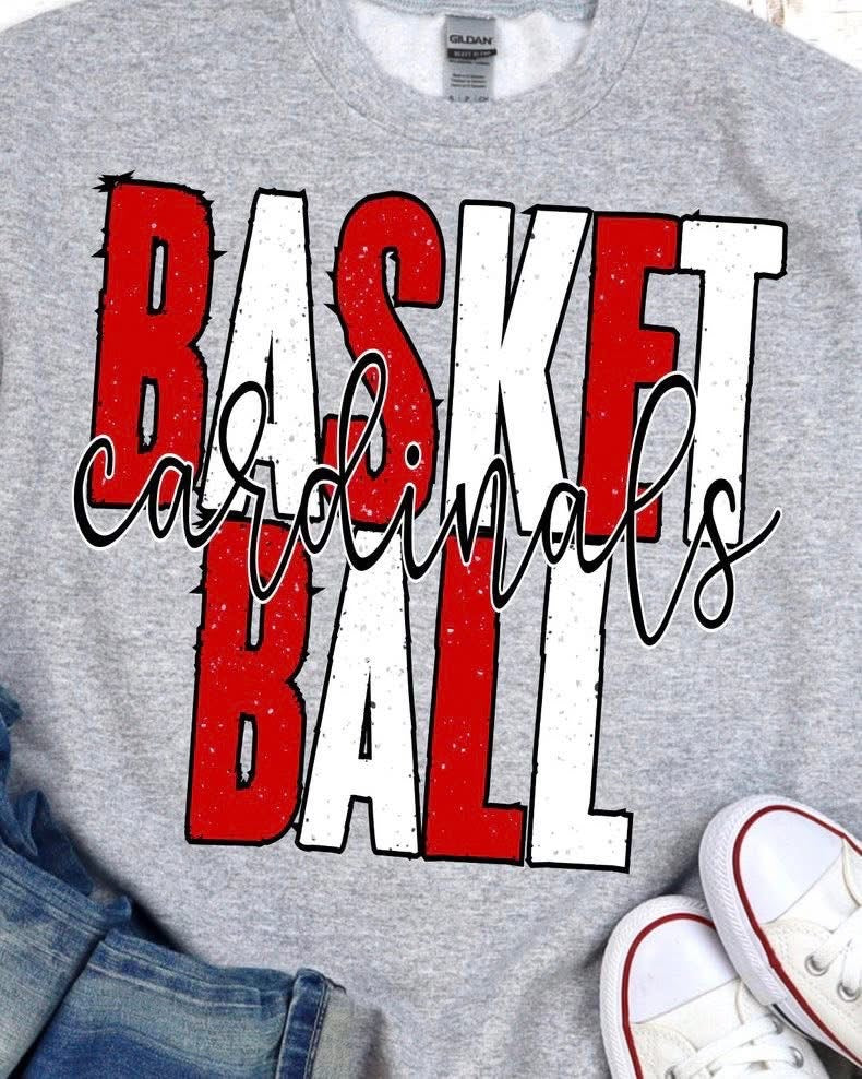 Cardinals Basketball Red and White Design Sweatshirt