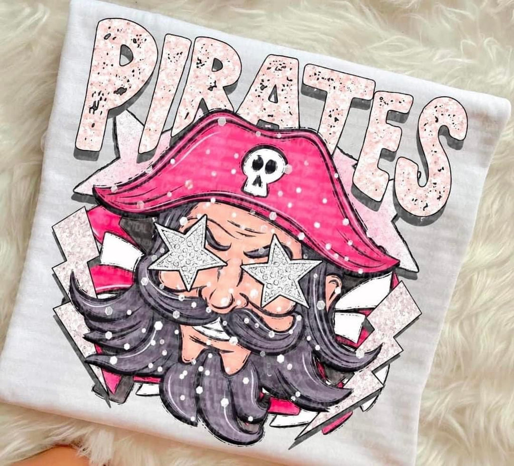 Preppy pirates pink/lightning bolts