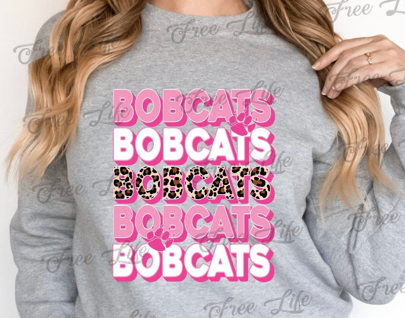 Bobcats Stacked Pink