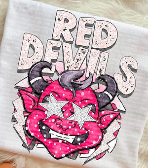 Preppy Red Devils pink/lightning bolts