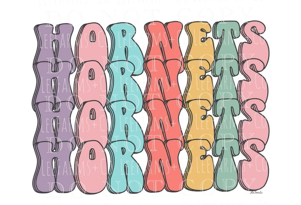 Hornets Stacked Pastel Bubble letters