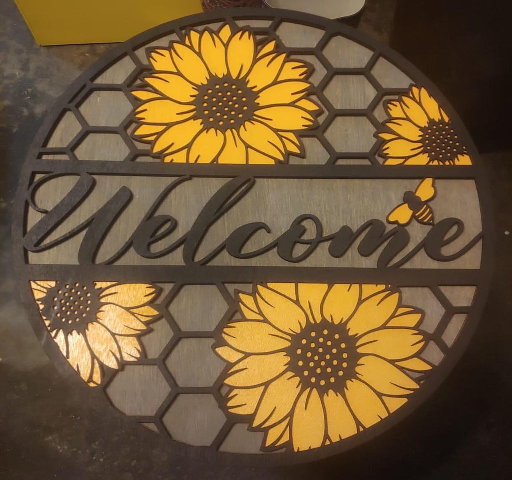 Welcome Flower Door Sign