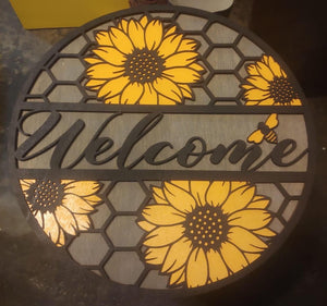 Welcome Flower Door Sign