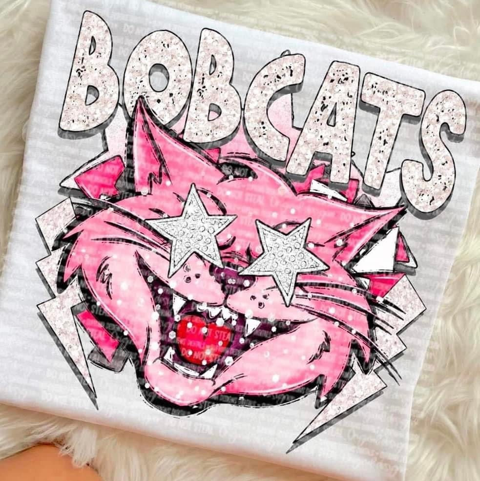 Preppy Bobcats pink/lightning bolts