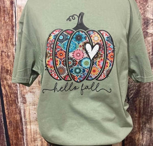 Hello Fall Colorful Pumpkin Long sleeves