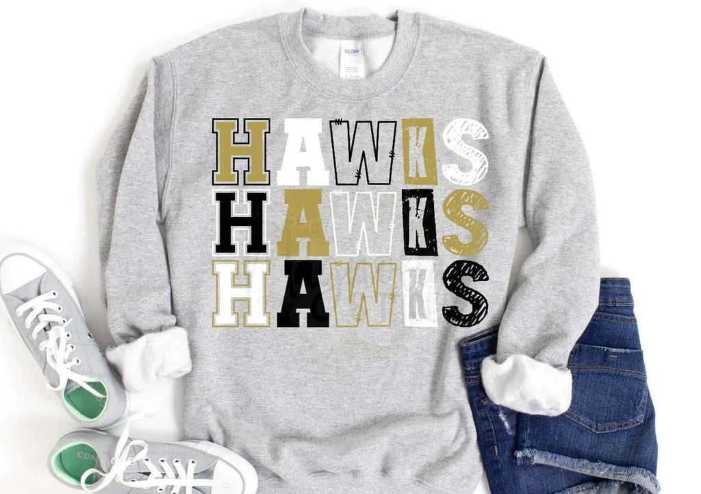 Hawks black, white and Gold stacked