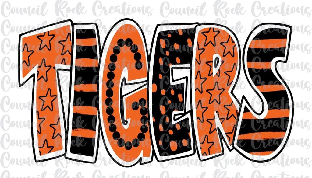 Tigers Orange & Black Doodle