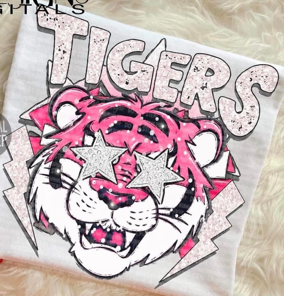 Preppy Tigers pink/lightning bolts