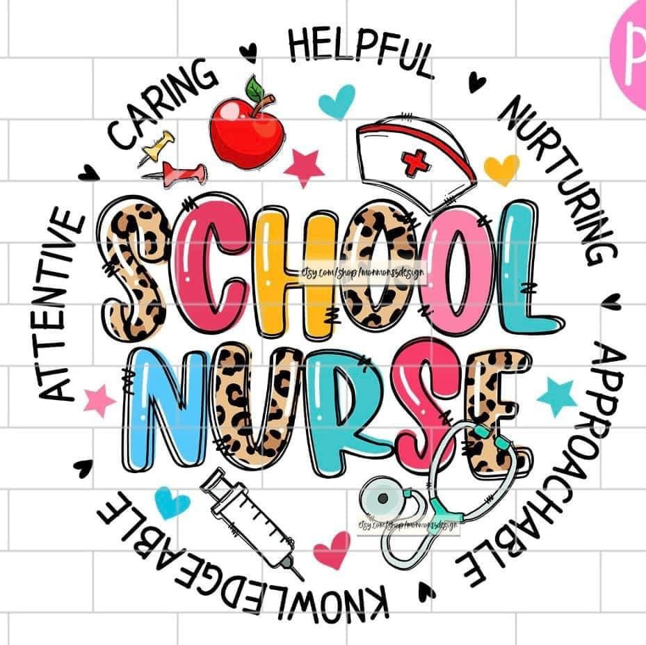 School Nurse Bubble Letters Circle