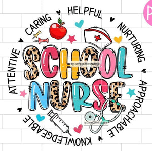 School Nurse Bubble Letters Circle