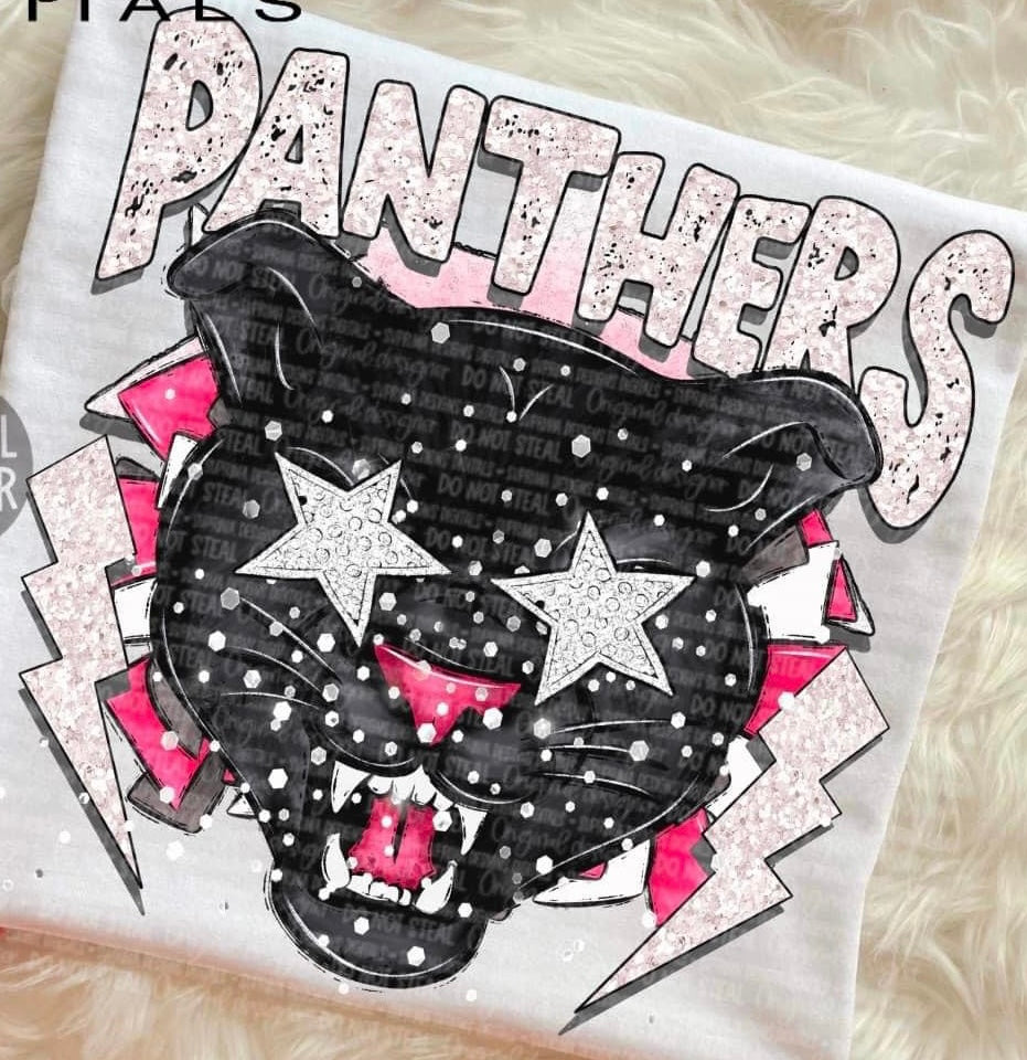 Preppy Panthers pink/lightning bolts