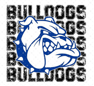 Bulldogs Black stacked Lettering Blue mascot