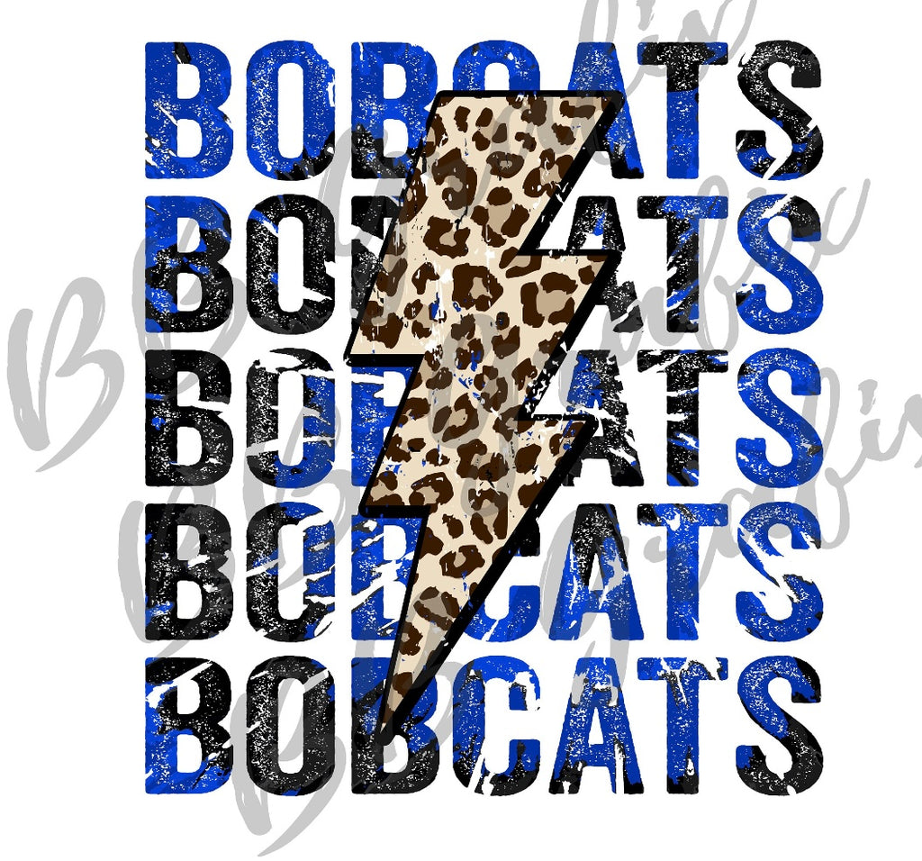 Bobcats Stacked Lightning Bolt (blue & black)