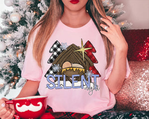 Silent Night Christmas Trees Manager Snowflakes