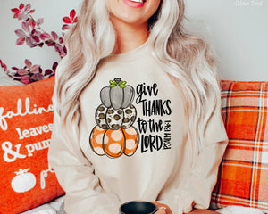 Give Thanks To The Lord Pumpkins Grey Leopard