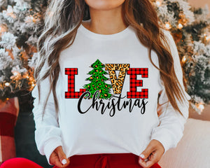 Love Christmas With Christmas Tree plaid and Gold