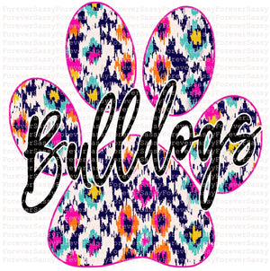 Bulldogs paw print colorful pink