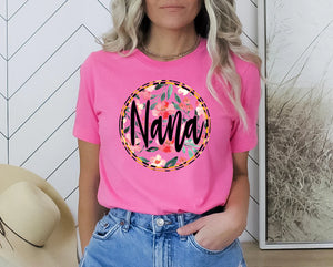 Nana circle floral leopard outline