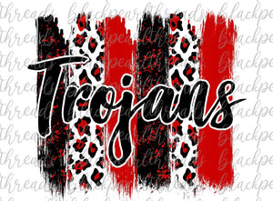 Trojans Black & Red Brushstrokes