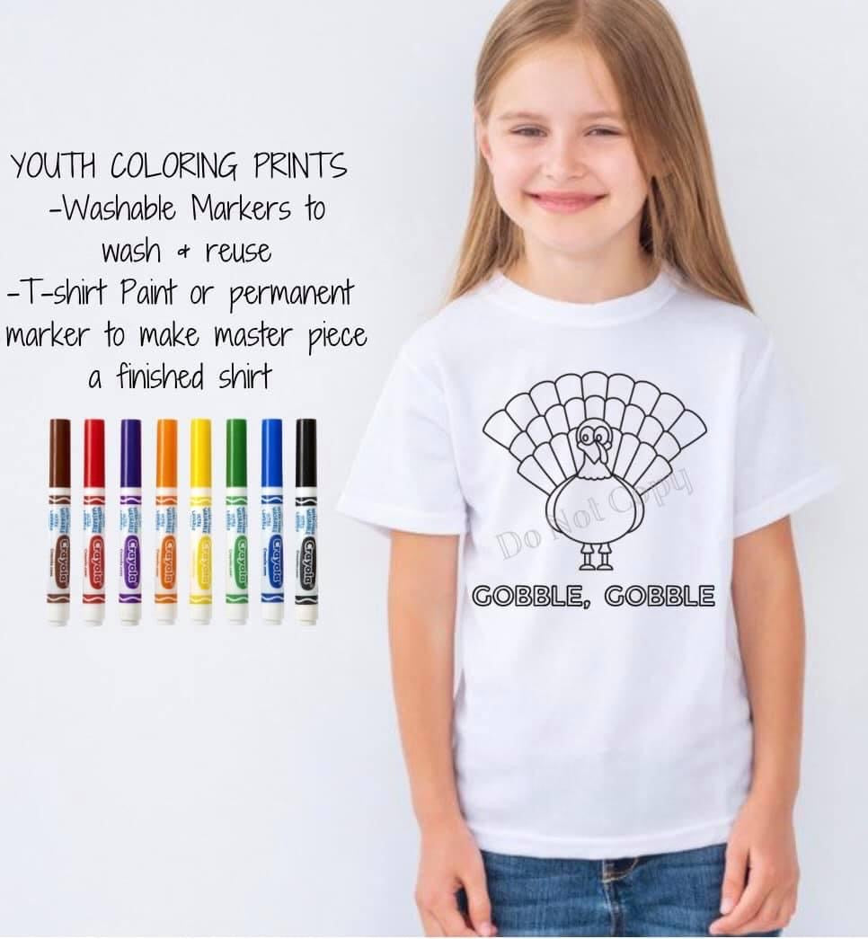 Youth Gobble Gobble Coloring Shirt