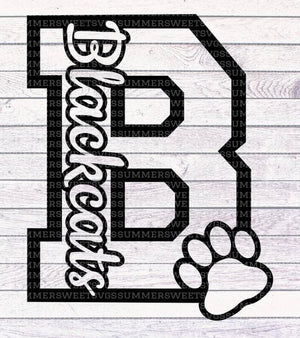 Blackcats black B & paw print