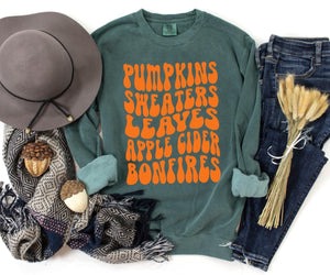 Pumpkins Sweaters Leaves Gildan Sweatshirt