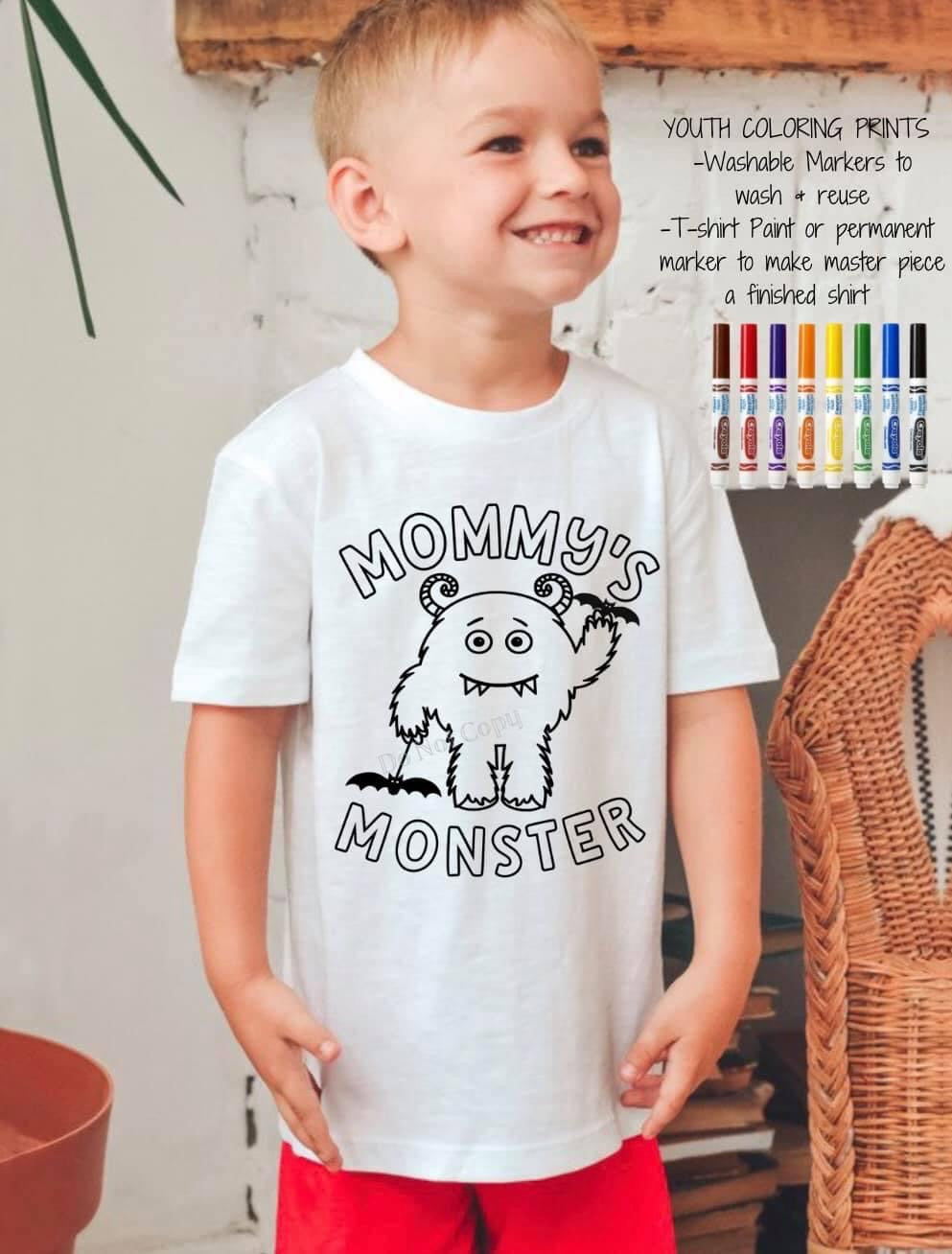 Youth Mommy’s Monster Coloring Shirt