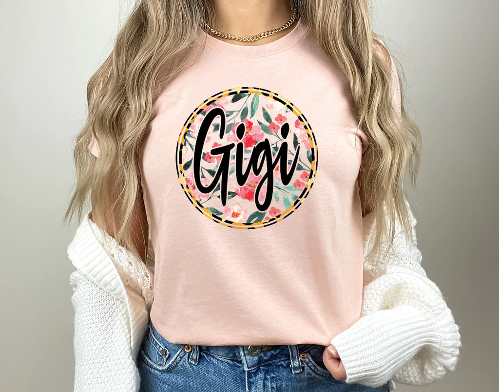 GIGI circle floral leopard outline