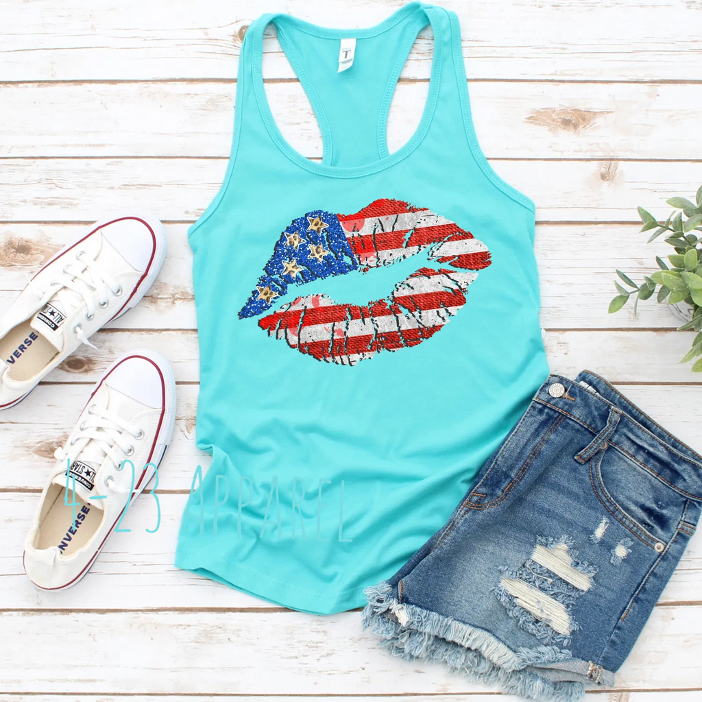 Patriotic Lips Tank Top