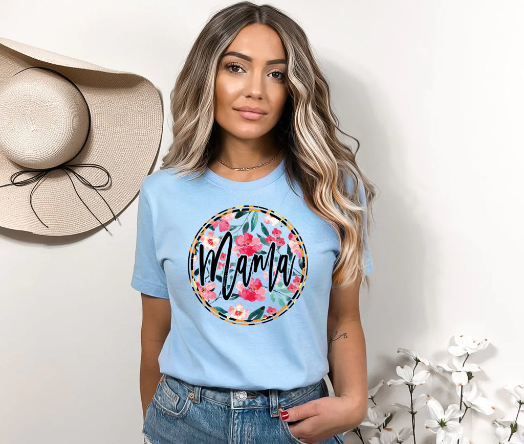 MAMA circle floral leopard outline