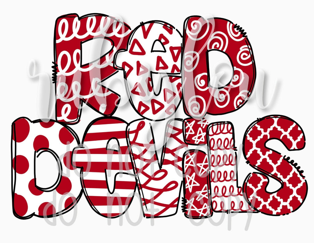 Red Devils Doodle Letters