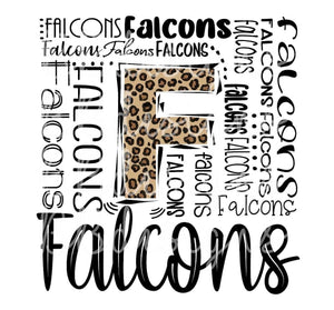 Falcons Typography leopard F Gildan Sweatshirt