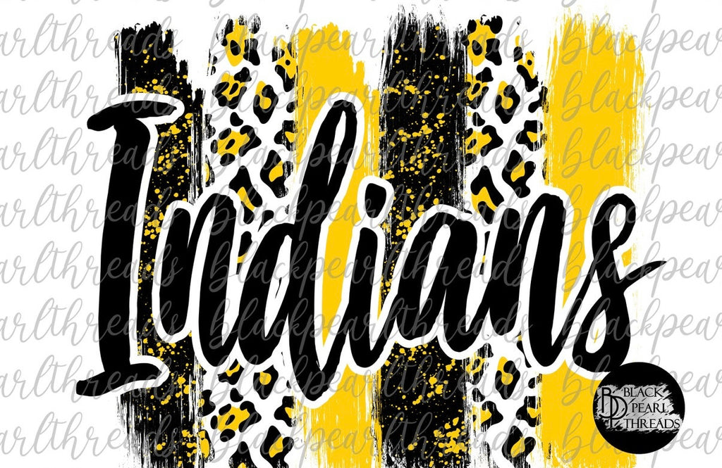 Indians Black & Gold Brushstrokes