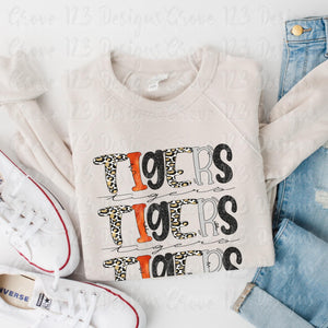 Tigers Multi-color & Cursive Gildan Sweatshirt