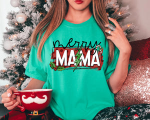 Merry Mama Green Lighting Bolt Candy Cane Christmas