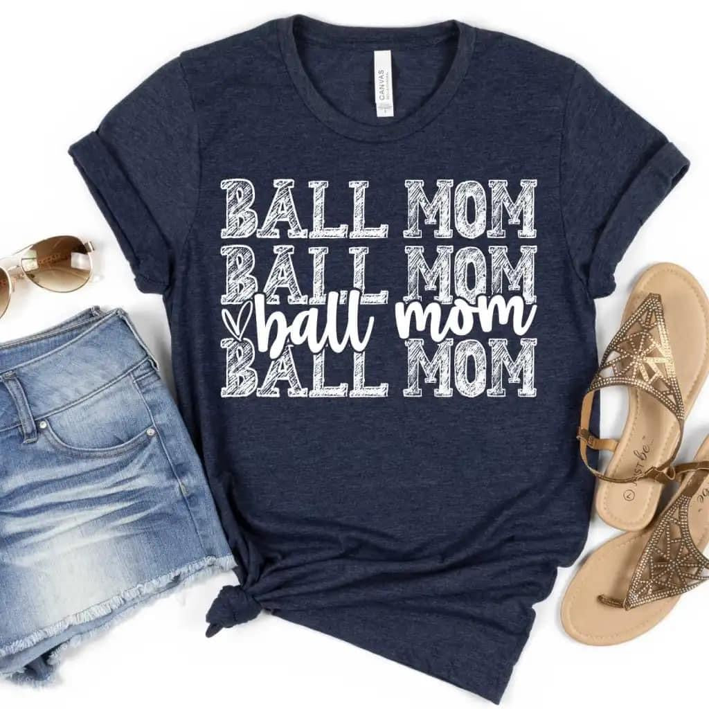 Ball Mom Stacked White