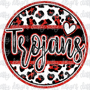 Trojans Black & Red Leopard Circle